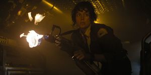 Ellen ripley with a flamethrower in alien
