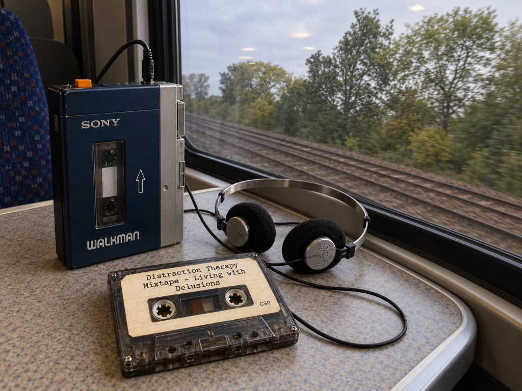 Walkman Cassette by a Train Window (Medium)